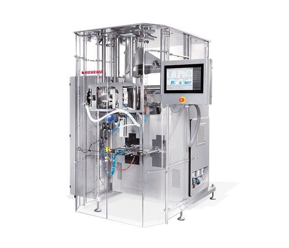 Schlauchbeutelmaschine mit Bedienpult und Schutzscheibe